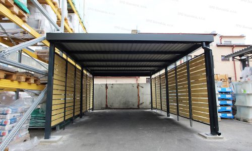 Dizajnový prístrešok GARDEON pre jedno auto s bočnými drevenými výplňami