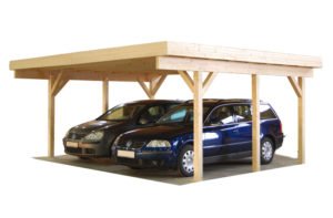 Drevený prístrešok pre dve autá