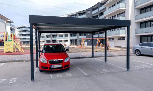 Prístrešok GARDEON pre dve autá pri modernej bytovke