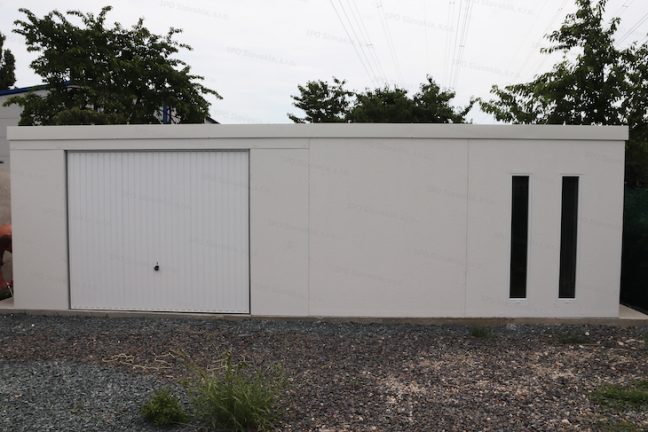 Atypická garáž GARDEON na mieru v bielej farbe