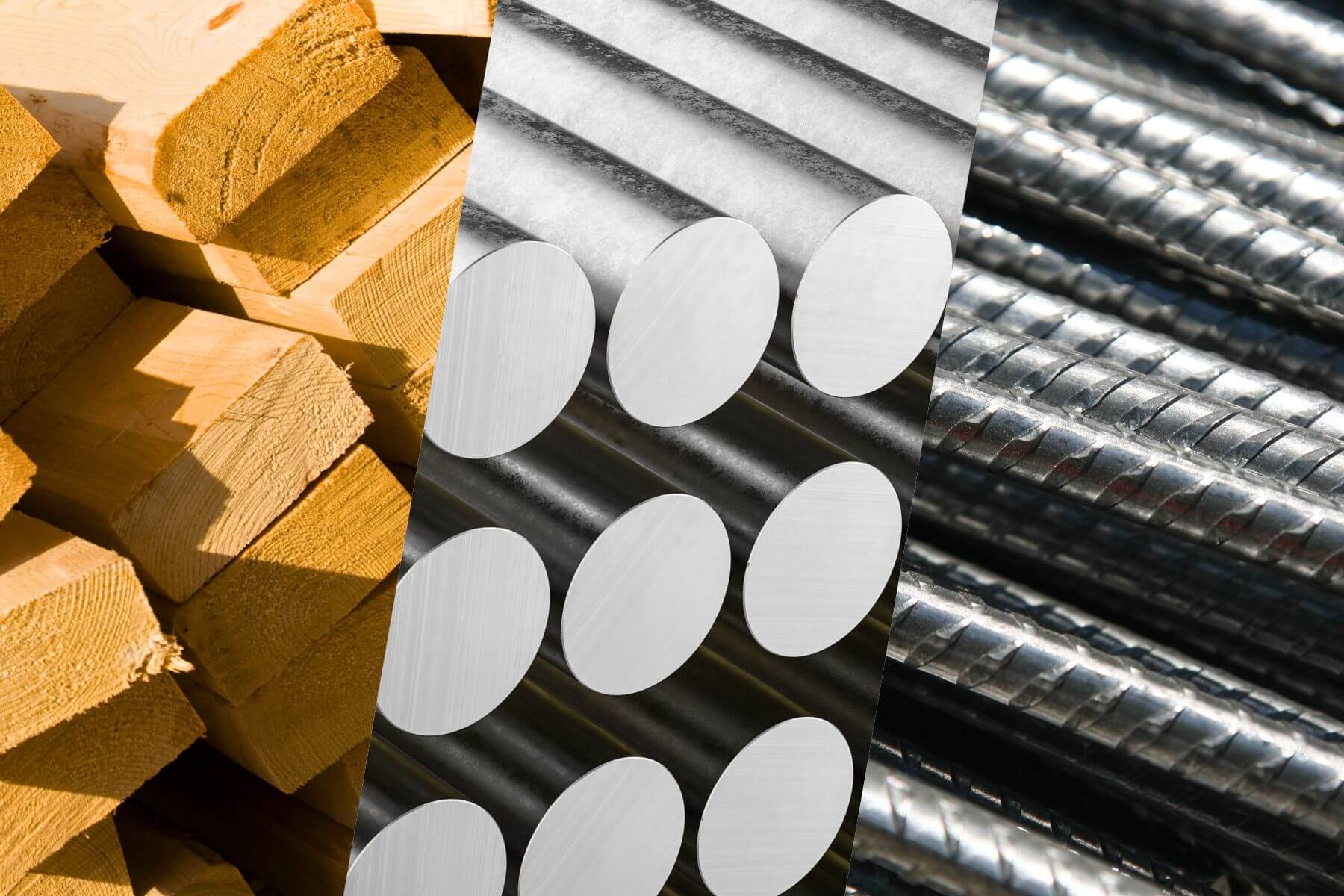 Drevo, hliník a oceľ.