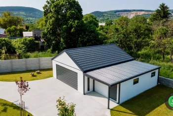 GARDEON dvojgaráž, záhradný domček a prístrešok zhora 1