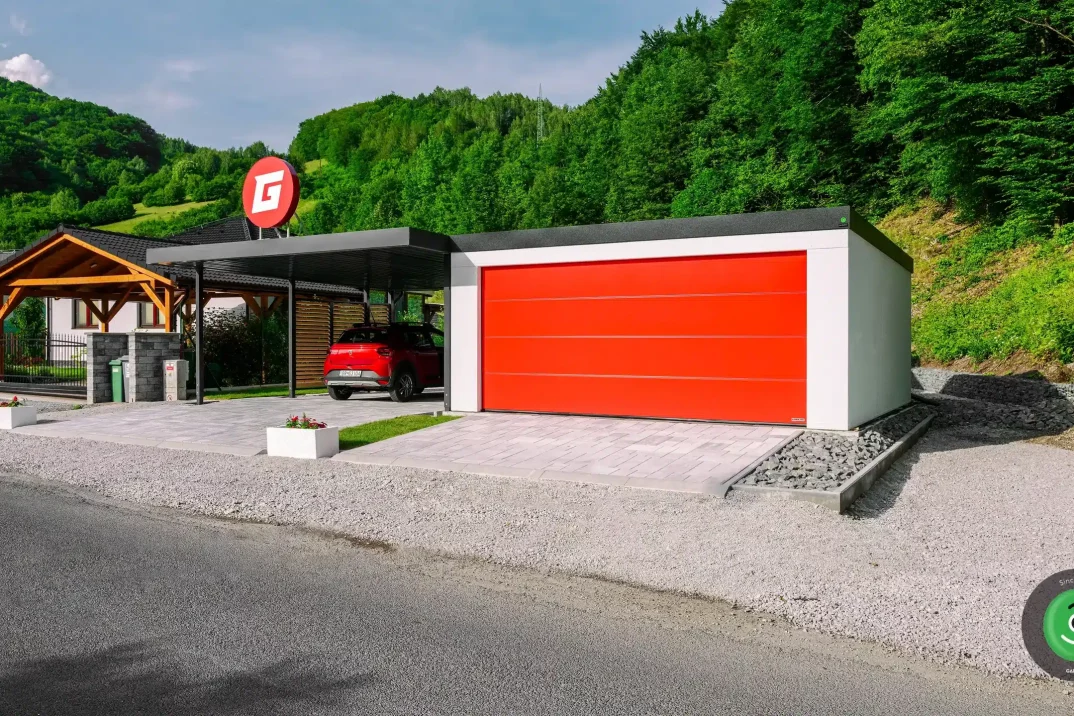 Hotová garáž s prístreškom pre Garáž.TV